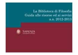La Biblioteca di Filosofia Guida alle risorse ed ai servizi