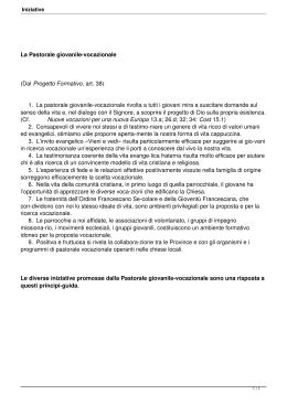La Pastorale giovanile-vocazionale (Dal Progetto Formativo, art. 38