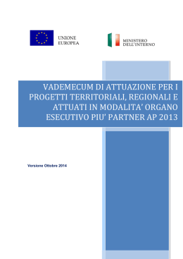 Vademecum di attuazione per i progetti territoriali, regionali, OE+