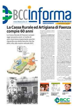 La Cassa Rurale ed Artigiana di Faenza compie 60 anni