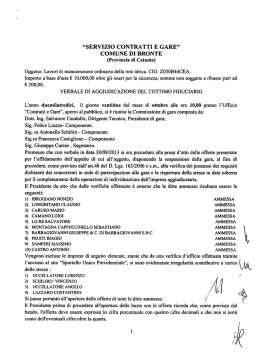 Verbale di Aggiudicazione del 22.10.2013