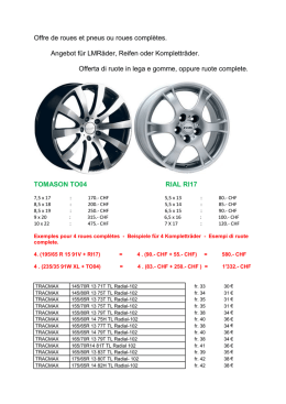 Offre de roues et pneus ou roues compl&egrave;tes. Angebot f&uuml;r LMR&auml;der