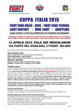 Comunicato Coppa Italia FIGHT1 2015