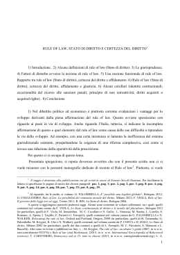 RULE OF LAW, STATO DI DIRITTO E CERTEZZA