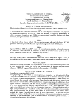 TRIBUNALE ORDINARIO DI COSENZA Sezione Esecuzioni