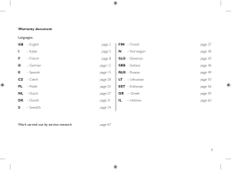 Warranty document Languages: GB – English page 2 I