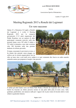 Meeting Regionale 2015 a Ronchi dei Legionari Un vero successo