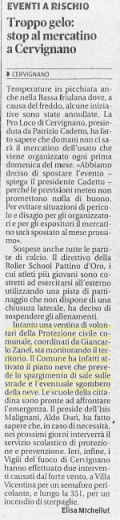 Troppo gelo: stop al mercatino a Cervignano
