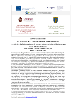 Convegno di studi “La riforma delle sanzioni tribtarie in Italia”
