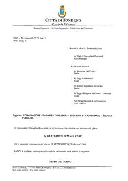 Ordine del giorno Consiglio del 17/09/2015