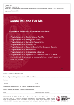 Conto Italiano Per Me - Banca Monte dei Paschi di Siena S.p.A.