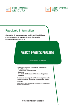 POLIZZA PROTEGGIPRESTITO - Intesa Sanpaolo Assicura