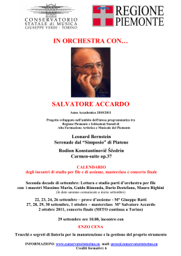 Programma della masterclass "In Orchestra con... Salvatore Accardo"
