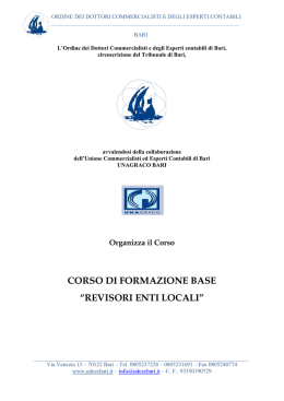 corso di formazione base &ldquo;revisori enti locali&rdquo;