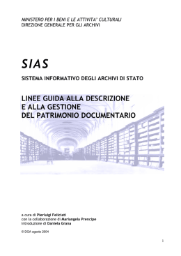 Linee guida alla descrizione e gestione del patrimonio documentario