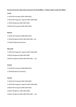 Orario provvisorio nella sede provvisoria Via San Ruffillo, 3. Palestra