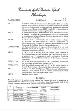 Approvazione graduatoria - Università degli Studi di Napoli