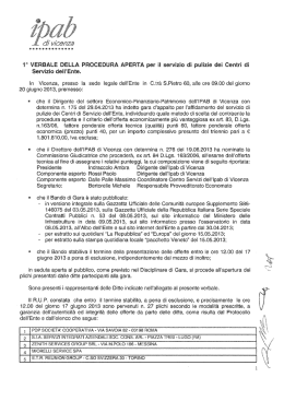 1° VERBALE ЩELLA PROCEDURA APERTA per il