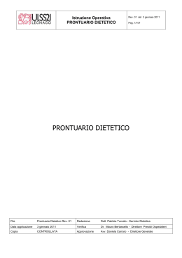 PRONTUARIO DIETETICO - Home Page Azienda ULSS 21