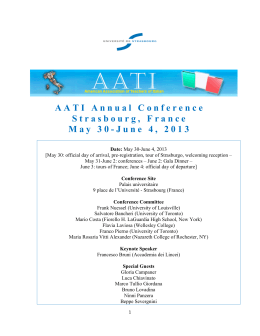 AATI Annual Conference Strasbourg, France May 30