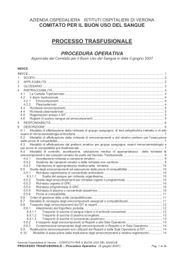 Procedura trasfusionale approvata COBUS 05_06_07