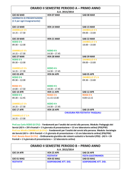 orario ii semestre periodo a &ndash; primo anno - E