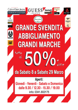 da Sabato 8 a Sabato 29 Marzo