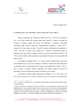 Roma 15 giugno 2015 Dopo le Ordinanze del Tribunale di Milano