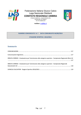 ERRATA CORRIGE - Graduatoria per l`ammissione alla categoria