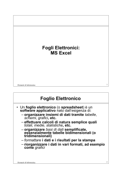 Fogli Elettronici: MS Excel Foglio Elettronico