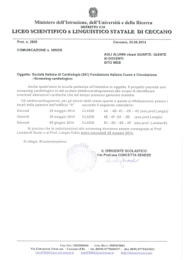 c395. Screening cardiologico 29-30mag-5giu14