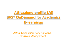 Attivazione profilo SAS SAS® OnDemand for Academics
