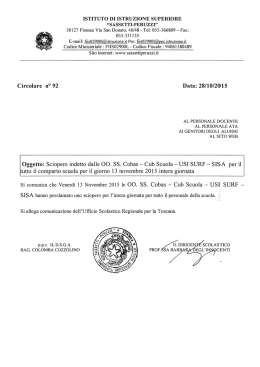 Sciopero indetto dalle OO. SS. Cobas ___ Cub - Sassetti