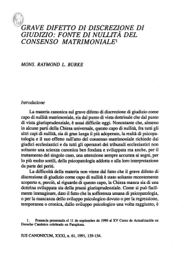 GRAVE DIFETTO DI DISCREZIONE DI GIUDIZIO: FONTE