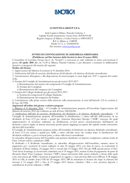 LUXOTTICA GROUP S.P.A. Sede Legale in Milano, Piazzale