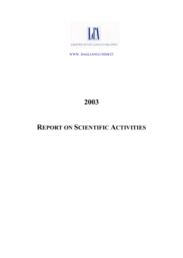 Report on Scientific Activities 2003