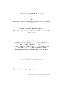 Modelli analitici ed analisi sperimentali nelle