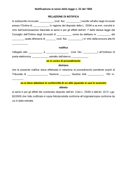 Notificazione ai sensi della legge n. 53 del 1994 RELAZIONE DI
