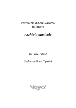 Inventario dell`archivio musicale, sezione italiana (I parte)