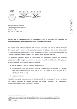 Settore I 0 Affari Generali Ufficio Segreteria Direzionale