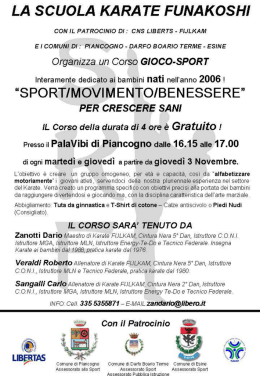 LA SCUOLA KARATE FUNAKOSHI - Comune di Darfo Boario Terme