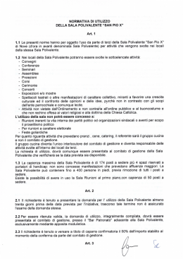 NORMATIVA DI UTILIZZO DELLA SALA POLIVALENTE &ldquo;SAN PIO X