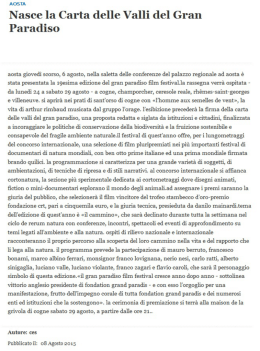 Nasce la Carta delle Valli del Gran Paradiso