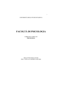 LAUREA IN SCIENZE PSICOLOGICHE COGNITIVE E