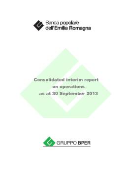 Consolidated interim report on operations as at 30
