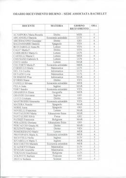 ORARIO RICEVIMENTO DIURNO &mdash; SEDE ASSOCIATA BACI