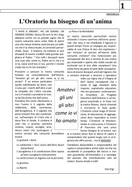 L`Oratorio ha bisogno di un`anima