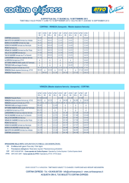 TIMETABLE VALID FROM 17 JUNE TO 15 SEPTEMBER 2013