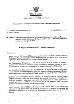 Settore Cultura e Attivit&agrave; Promozionali