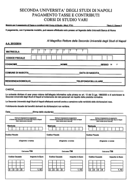 SECONDA UNIVERSITA` DEGLI STUDI DI NAPOLI